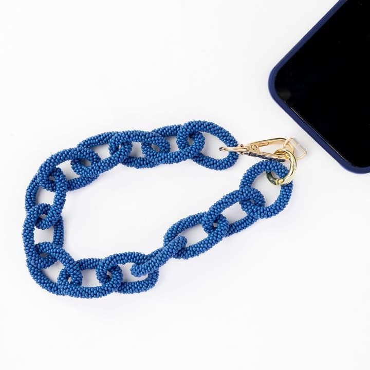 Celine Beaded Chain Link Bag & Phone Accessory Lapis for wholesale by INK + ALLOY