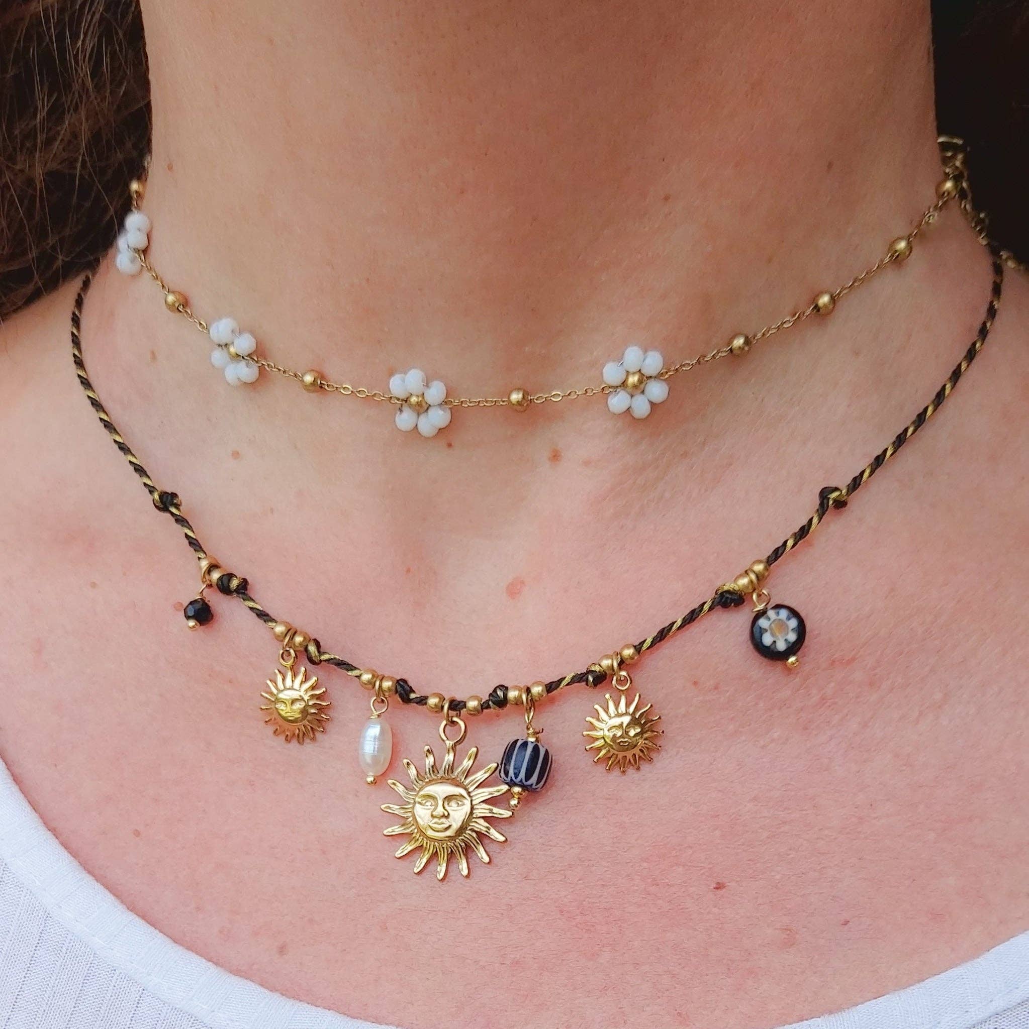 Daemon srls - Wholesale Pendant/Charm Necklace - SOLEIL COLLANA - ACCIAIO inossidabile - Collana catena charms sole e murrine3