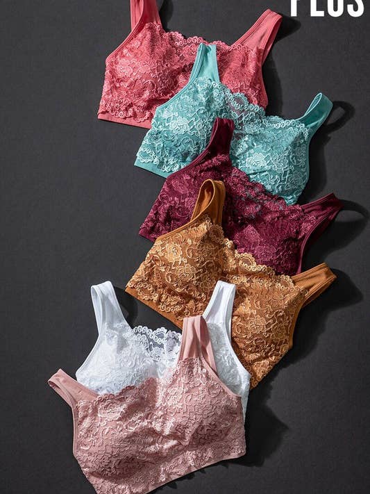Urban Daizy - Wholesale Bralette - Women's - Plus Size Elegant Lace Longline Bralette12