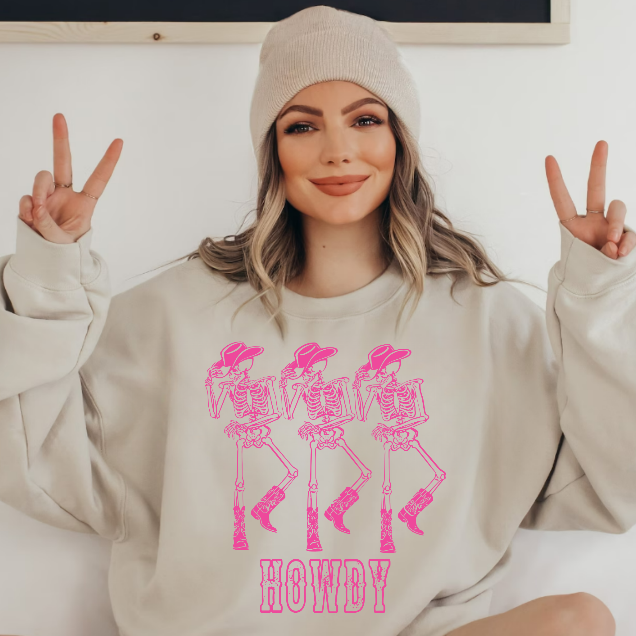 TEELUX - Vente Transfert pour sublimation - (Chemise non incluse) HOWDY Country Skellies PINK - Transfert sérigraphié0