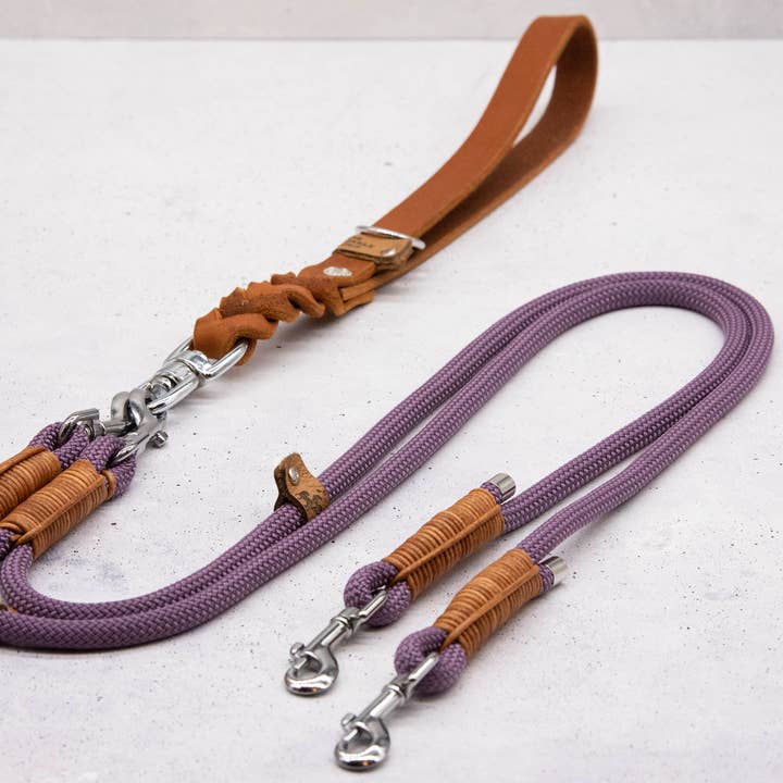 FOR LOVELY DOGS / Linda Jansen - Wholesale Pet Leash - Dog - Mauve Leather Linen