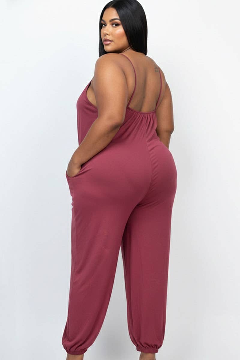 CAPELLA APPAREL - Wholesale Jumpsuit - Women's - Plus Size Sleeveless Jogger Jumpsuit9