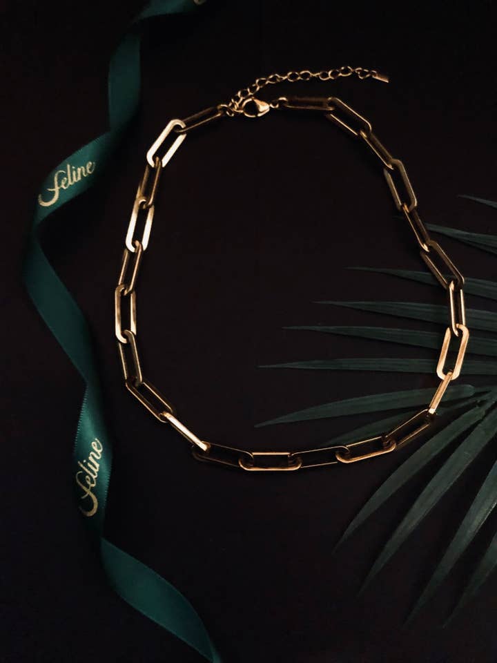 Tyler Halskette, goldfarben, 40,6 cm für den Großhandel von Feline Jewelry Studio Universe