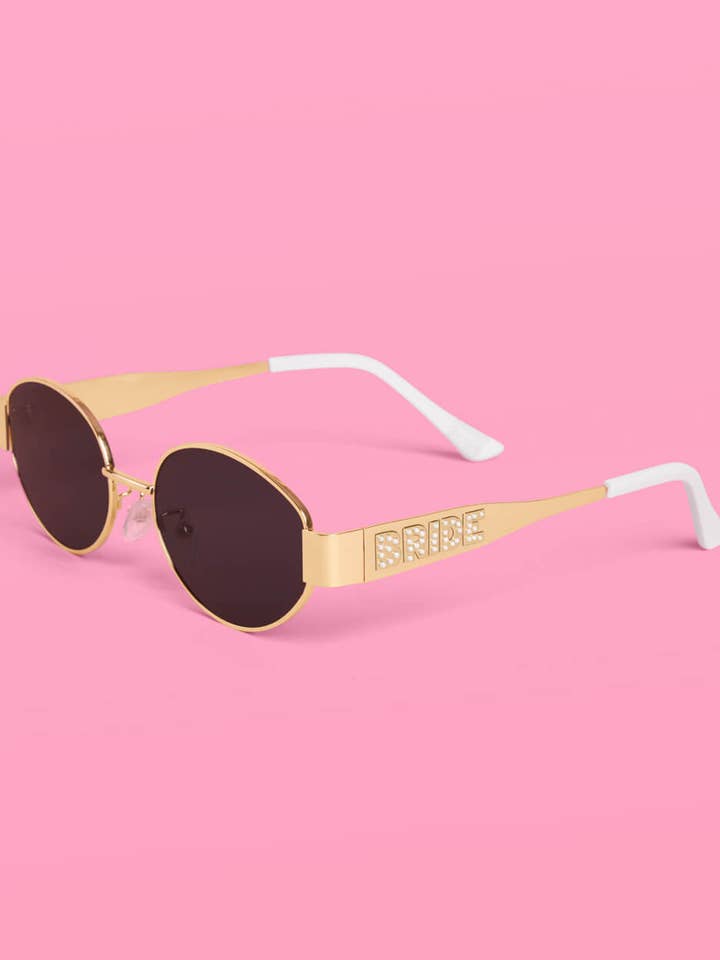 Lunettes de soleil de mariée en métal doré | mariée en or perle enterrement de vie de jeune fille pour la vente par xo, Fetti