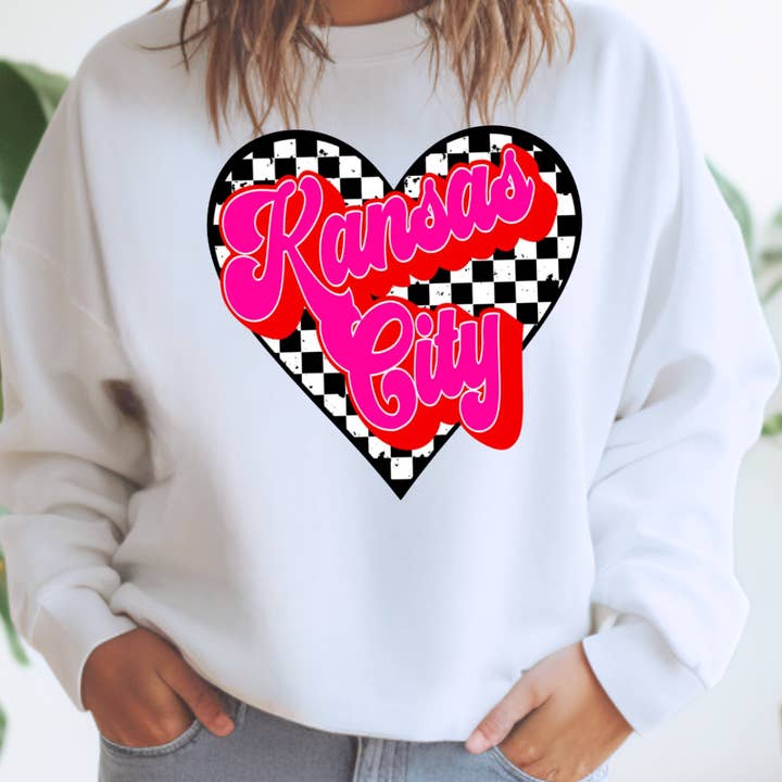 Retro Heart Kansas City Tee or Sweatshirt for wholesale by Kiki's Boutique