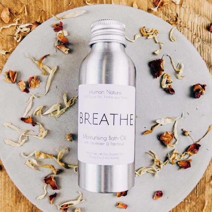 Breathe Organic Moisturising Bath Oil - Lavender & Patchouli for wholesale by Human Nature Organics