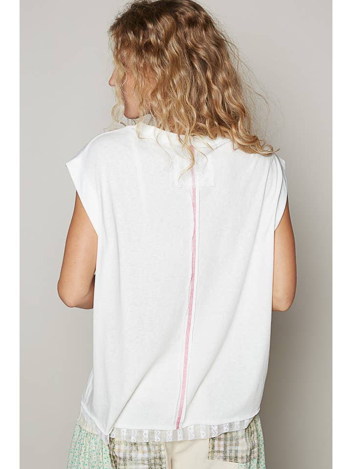 Pol Clothing - Wholesale Knit Top - Women's - Round neck sleeveless star patch knit top