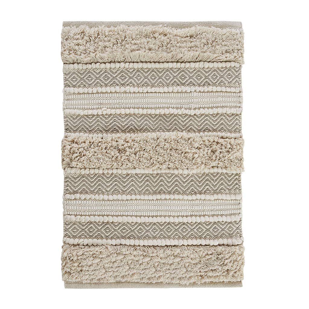 Olliix - Wholesale Bath Mat - Hand-Woven Shaggy Boho Bath Rug, Natural/Taupe7