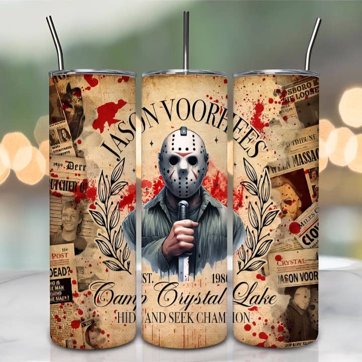 Horror Jason Versteckspiel-Champion 20oz Tumbler für den Großhandel von Knotted Gypsy Designs