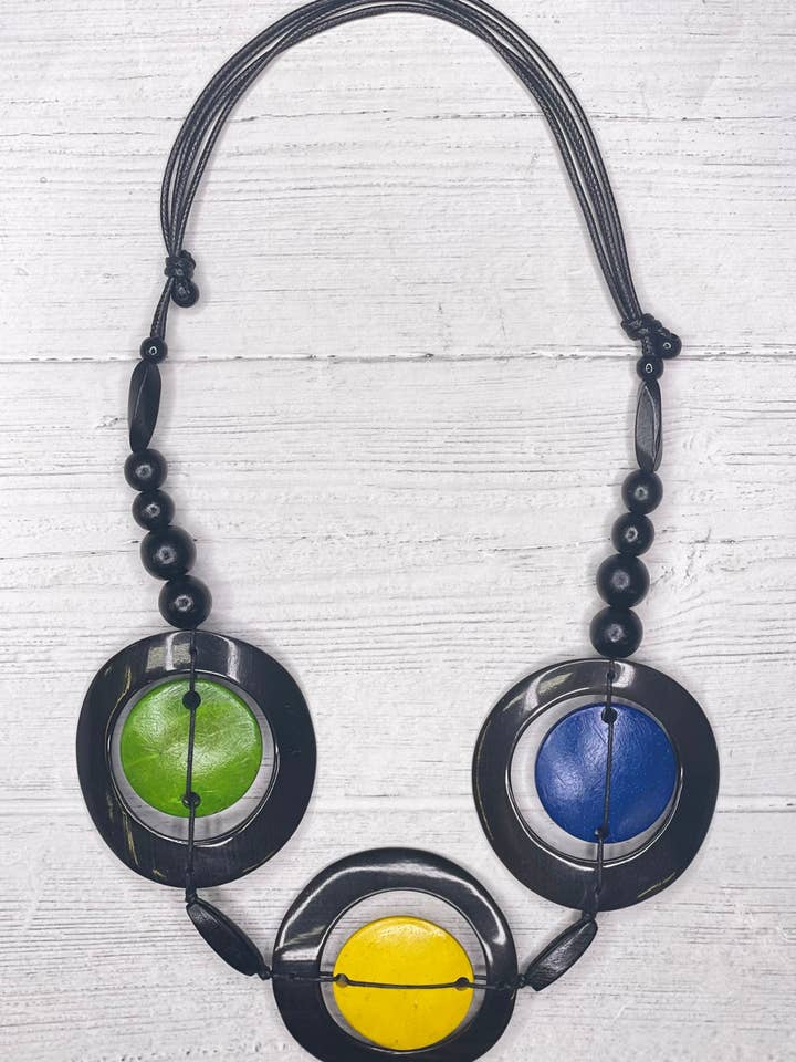 Alisha.D Multi Color Wood & Resin Choker Necklace for wholesale by LIOR / ALISHA D