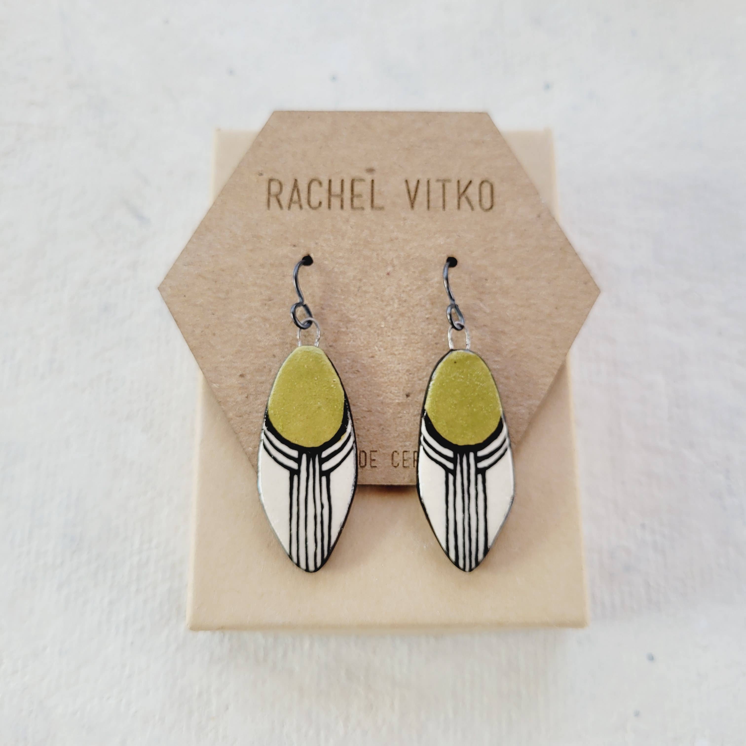 Rachel Vitko Pottery - Wholesale Dangle Earrings - Hand painted (ON BOTH SIDES) ceramic dangle earrings. 1