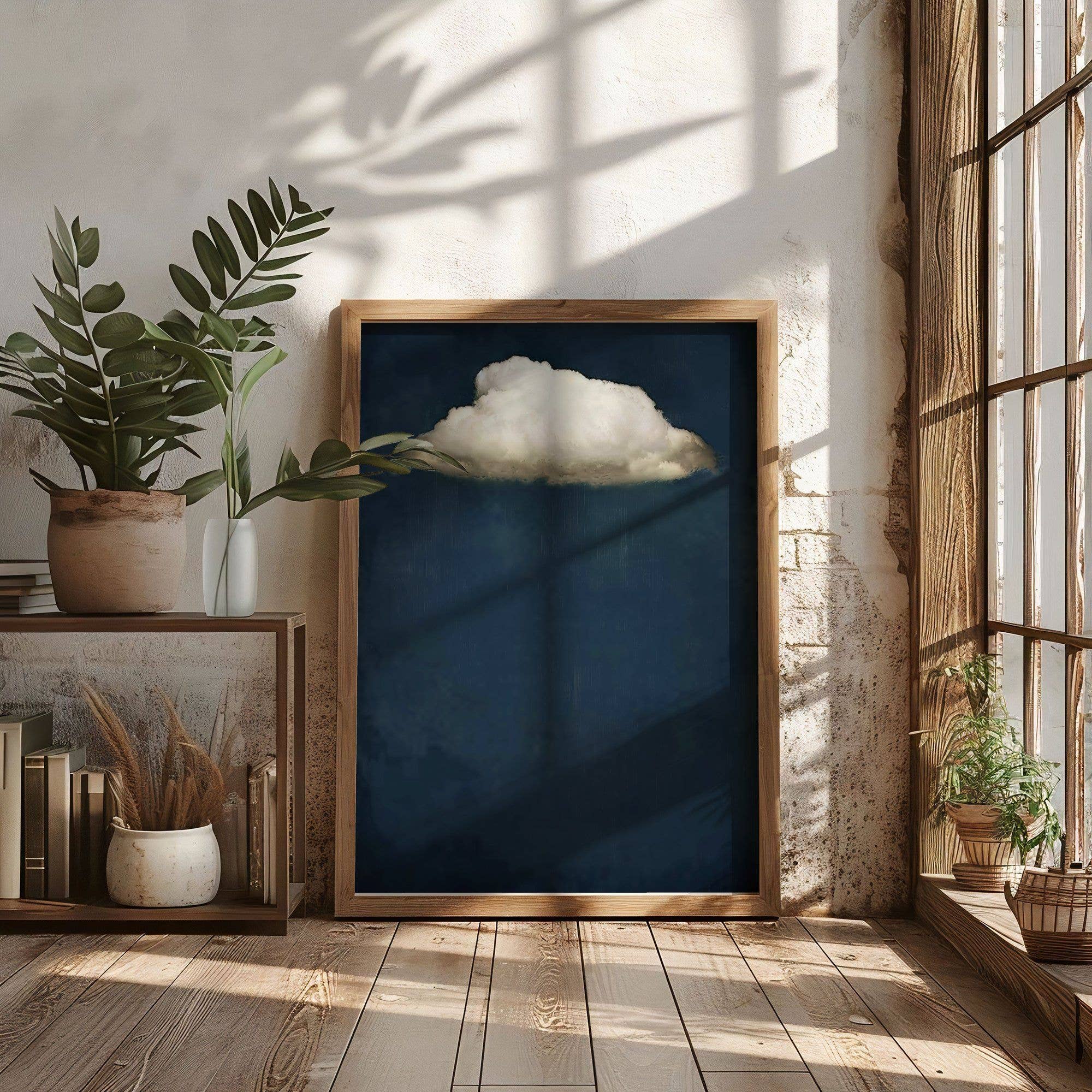Plumnearly Prints - Wholesale Art Print - Indigo Blue White Cloud Oil Painting Fine Art Print Poster 80
