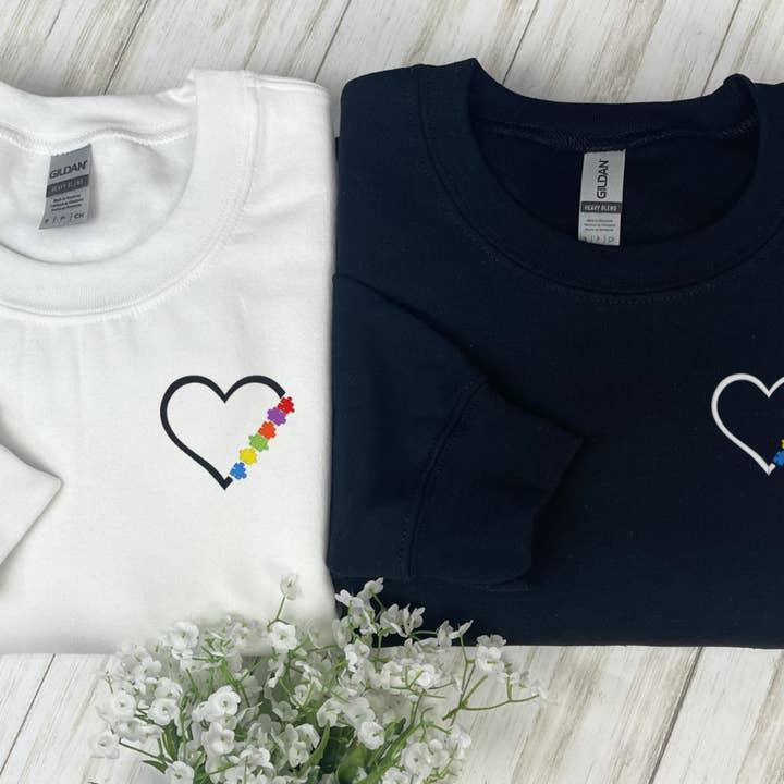 Autism Awareness design embroider on a Crewneck Sweater for wholesale by Precious Sewing and Embroidery