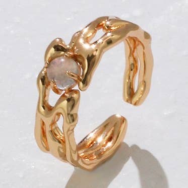 Anel Moonstone 925 Prata de Lei Regulável por atacado de FARRA