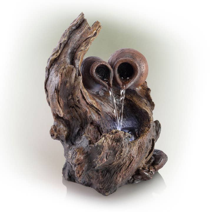 Alpine Corporation - Wholesale Decorative Tabletop Object - Alpine Corporation Two Jars on Tree Branch Tabletop Fountain8