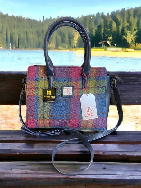 Harris Tweed Double Handle Tote - Blue for wholesale by Patrick King Woollen Company