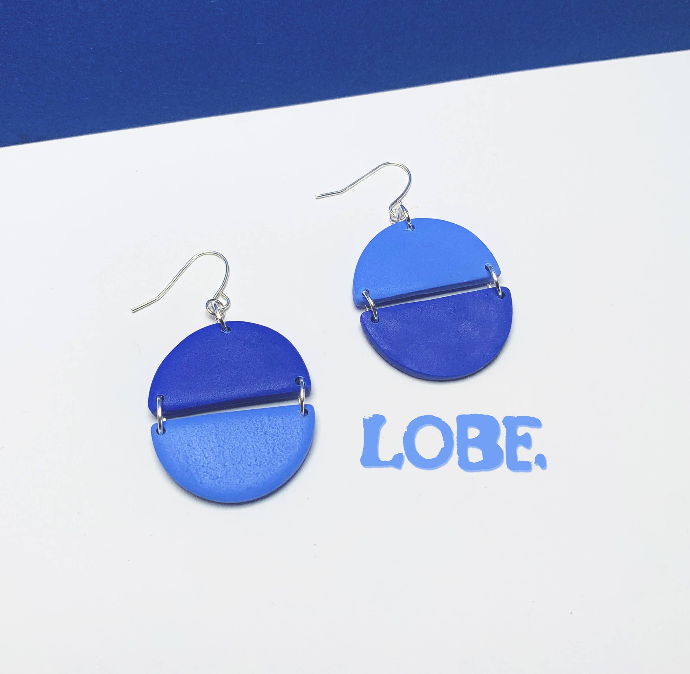 LOBE DESIGNZ – wholesale Dangle earrings – Semi Circle Simple Blue Hook Earring