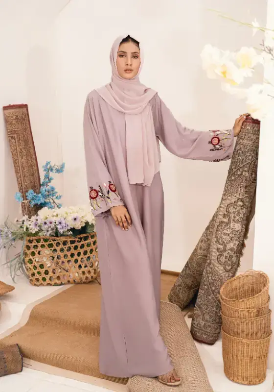 Multi Colored Amwaj Embellished Abaya  for wholesale on Faire0