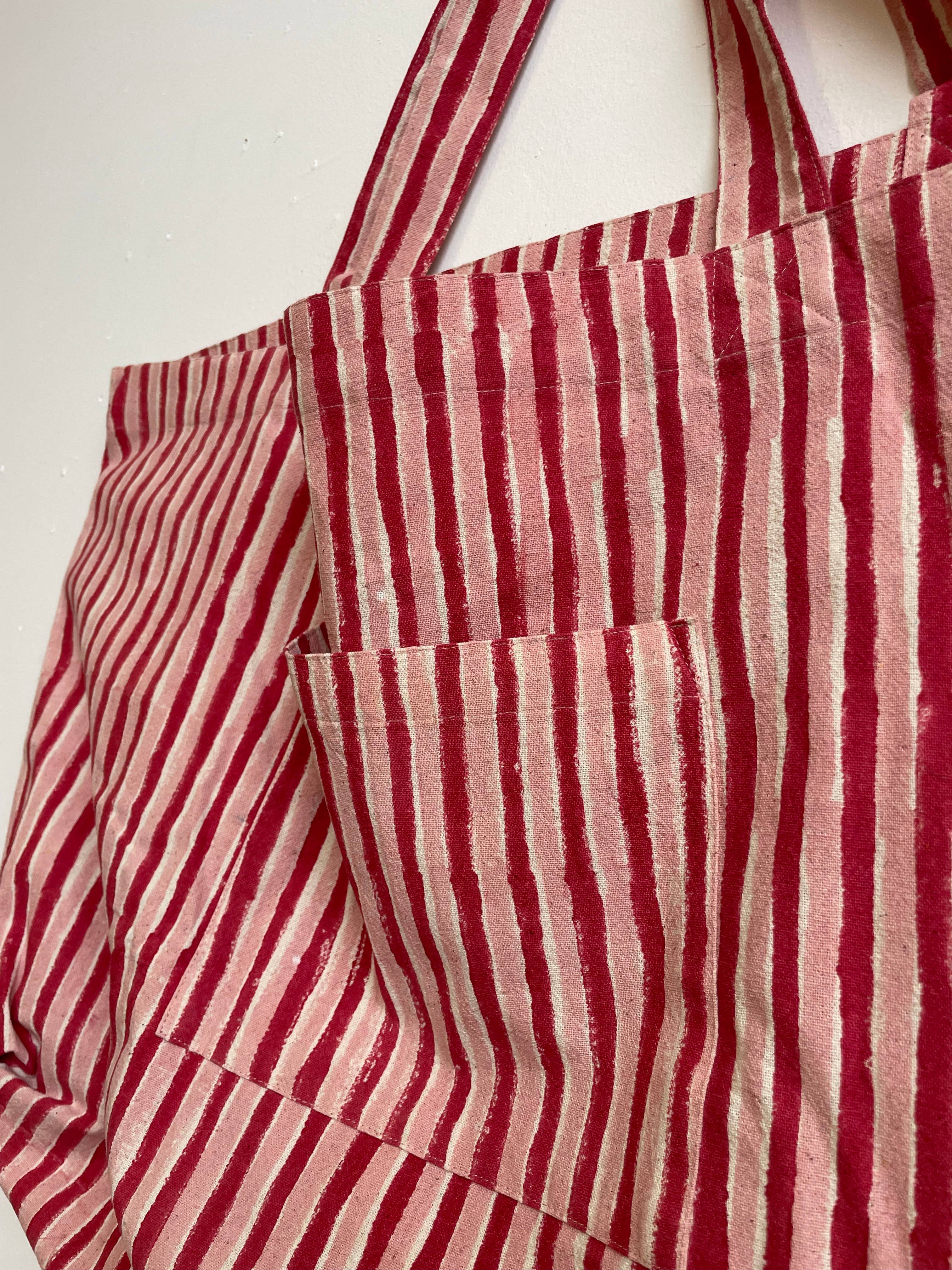 Happy French Gang - Wholesale Tote Bag - Women's - Weekend Tote Bag - Madder & Pink Stripes3
