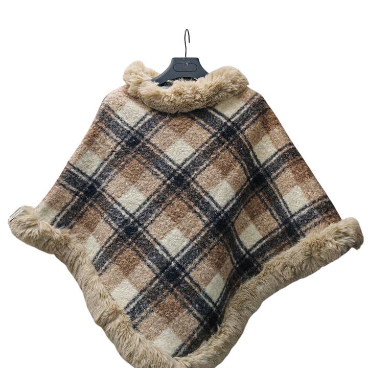 One Size Poncho Fleece Lined Winter Warmer-Fur476/478 for wholesale by Superbia