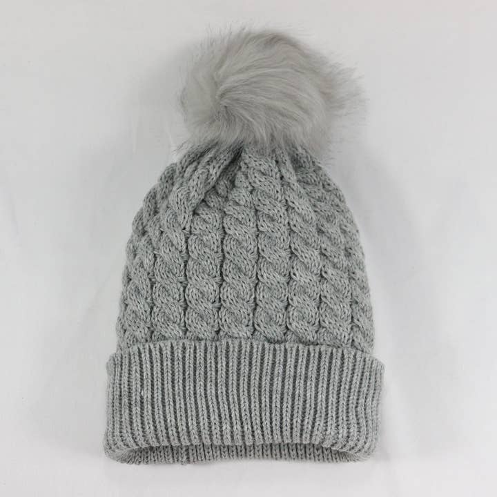 MKS America - Wholesale Beanie - Women's - Twist satin-lined removable pom-pom beanie9