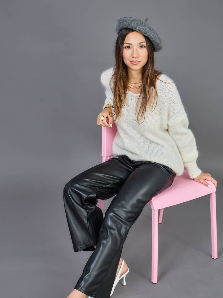 Pantalon femme straight relaxed en similicuir - ANA & LUCY pour la vente par ANA & LUCY
