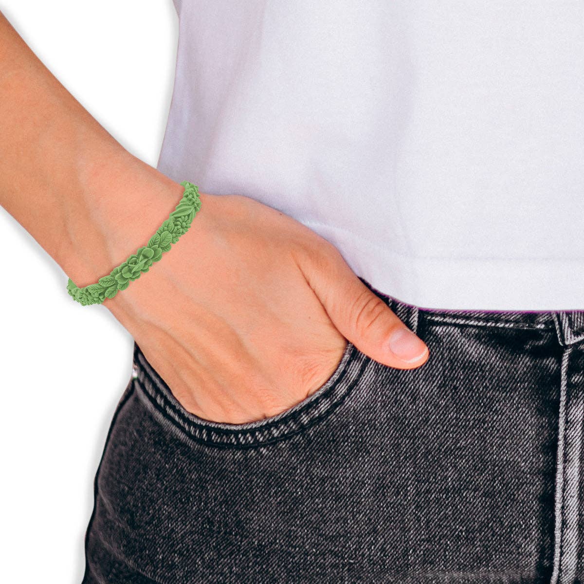 LadyGum – Pulseira por atacado – Pulseira Fleurette cor pistache1