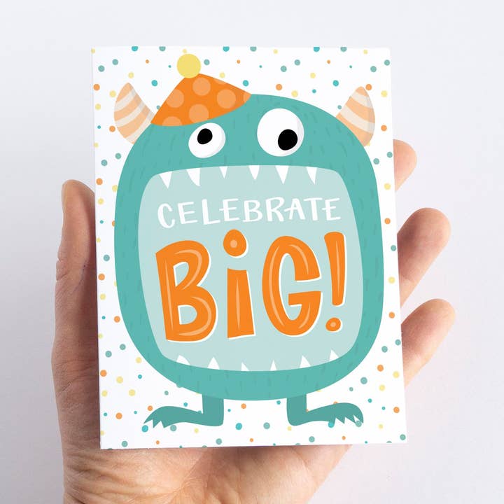 Pedaller Designs - Wholesale Birthday Card - Celebrate Big Kid's Monster Birthday Card1