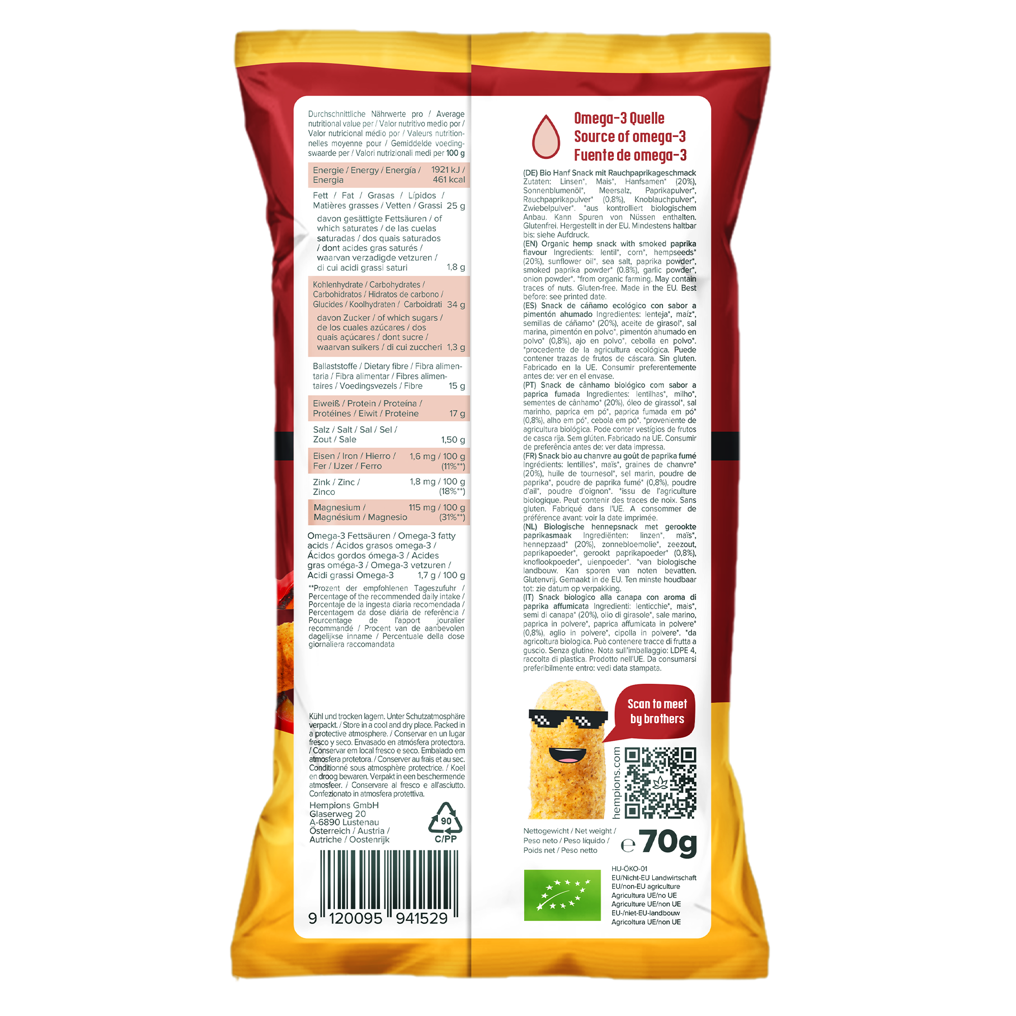Hempions - Wholesale Puffed Snack - Organic Hemp Flips Smoky Paprika 70 g - Gluten-Free Snack5