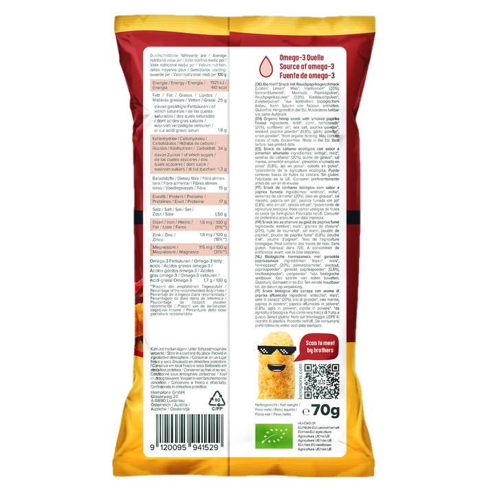Hempions - Wholesale Puffed Snack - Organic Hemp Flips Smoky Paprika 70 g - Gluten-Free Snack5