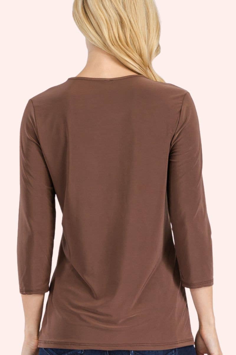 Celeste Clothing - Wholesale T-Shirt - Women's - CLASSIC 3/4 SLEEVE CREW NECK TOP -CT132148