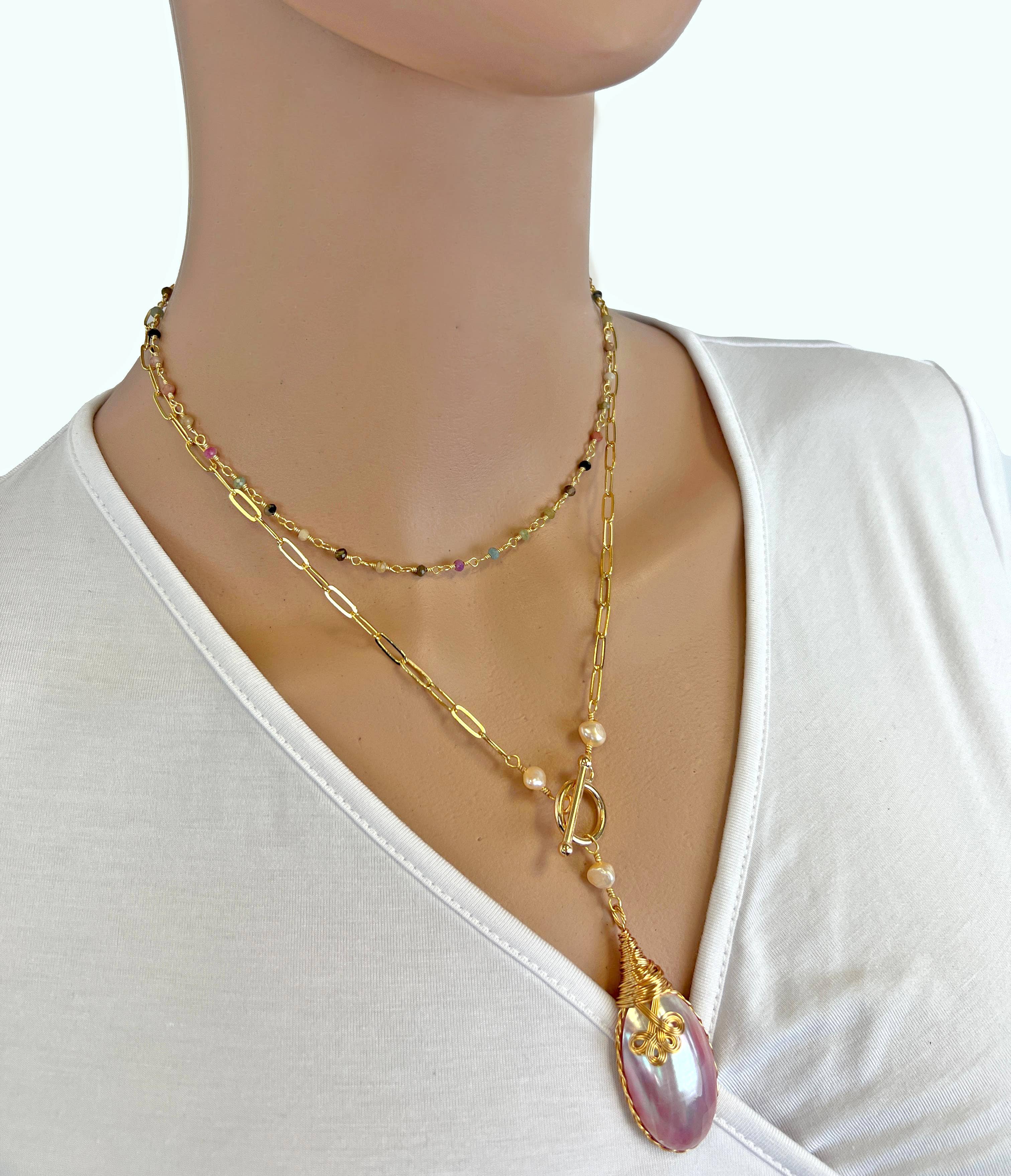 IST Jewelry – Colar pingente/pendente por atacado – Pingente de pérola Mabe e colar de pérolas5