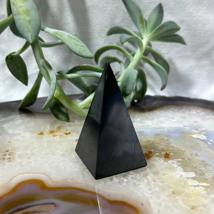 Shungite High Pyramids 3cm for wholesale by Quasar Gems USA