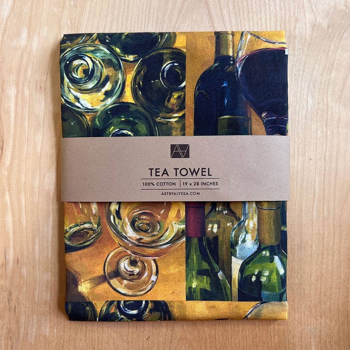 Wine Tea Towel for wholesale by Art by Alyssa