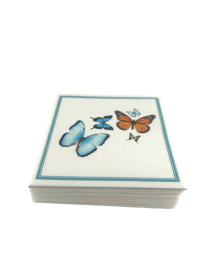 Linen-Feel Cocktail Napkins, Multi Butterfly for wholesale by Maven Home