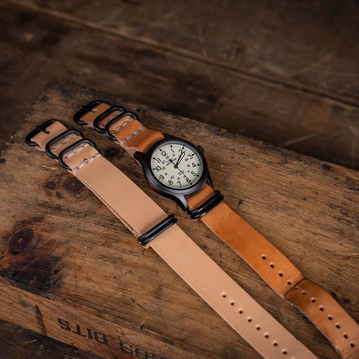 Craft and Lore - Vente Bracelet de montre – unisexe - Bracelet de montre en cuir N.A.T.O. naturel1