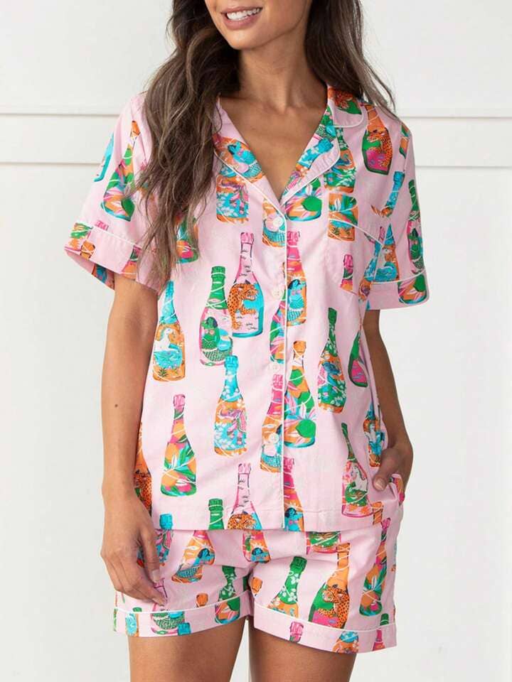 Rosa Clothing - Wholesale Lounge Set - Women's - Comfy Tiger Print Short Sleeve Pajama Set15