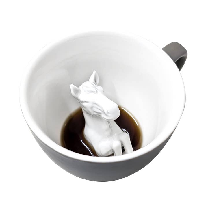 Cavalo | Caneca de Surpresa em Cerâmica (325 ml, Castanho Azeitona Fosco) por atacado de Creature Cups