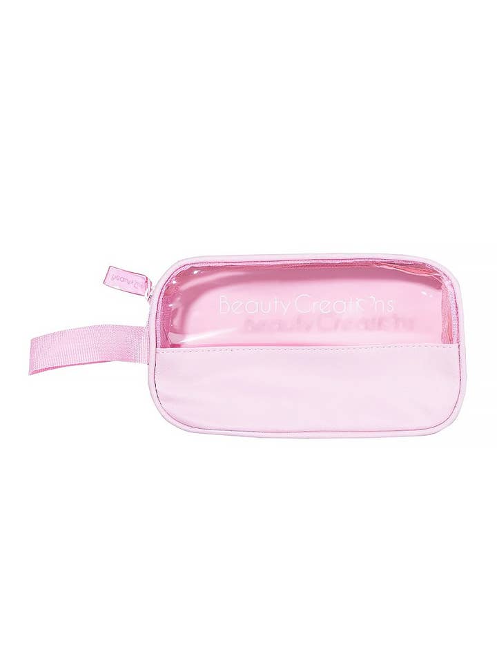 Beauty Creations BCCPB2 Small Clear Pink Cosmetic Bag - 6pc for wholesale by PINEAPPLE Beauty