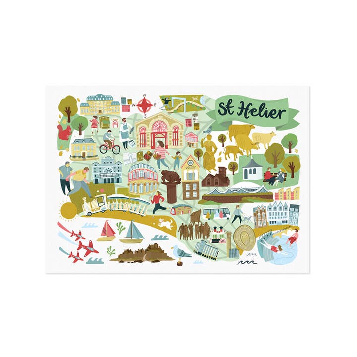 Carte de Saint-Hélier - Impression de Jersey pour la vente par Lauren Radley