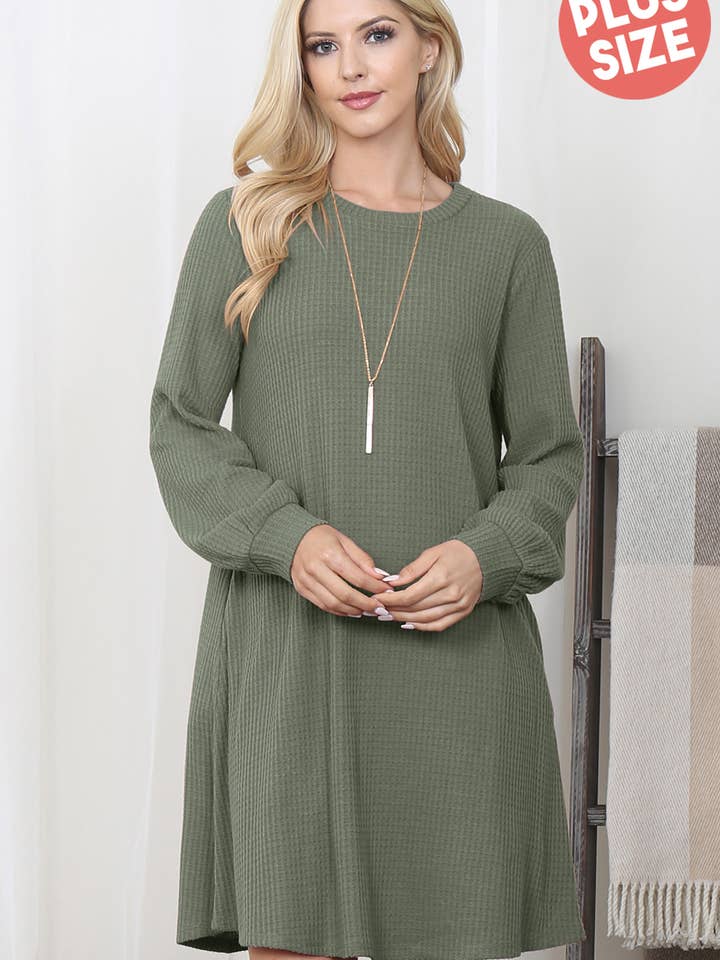 YMD10051XV-PLUS SIZE AIRFLOW RUFFLE SLEEVED NOTCH NECK DRESS for wholesale by You & Me