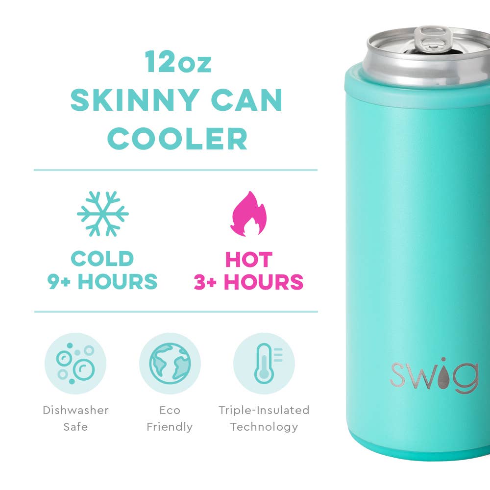 Swig Life - Wholesale Drink Huggers & Koozies - Aqua Skinny Can Cooler (12oz)1