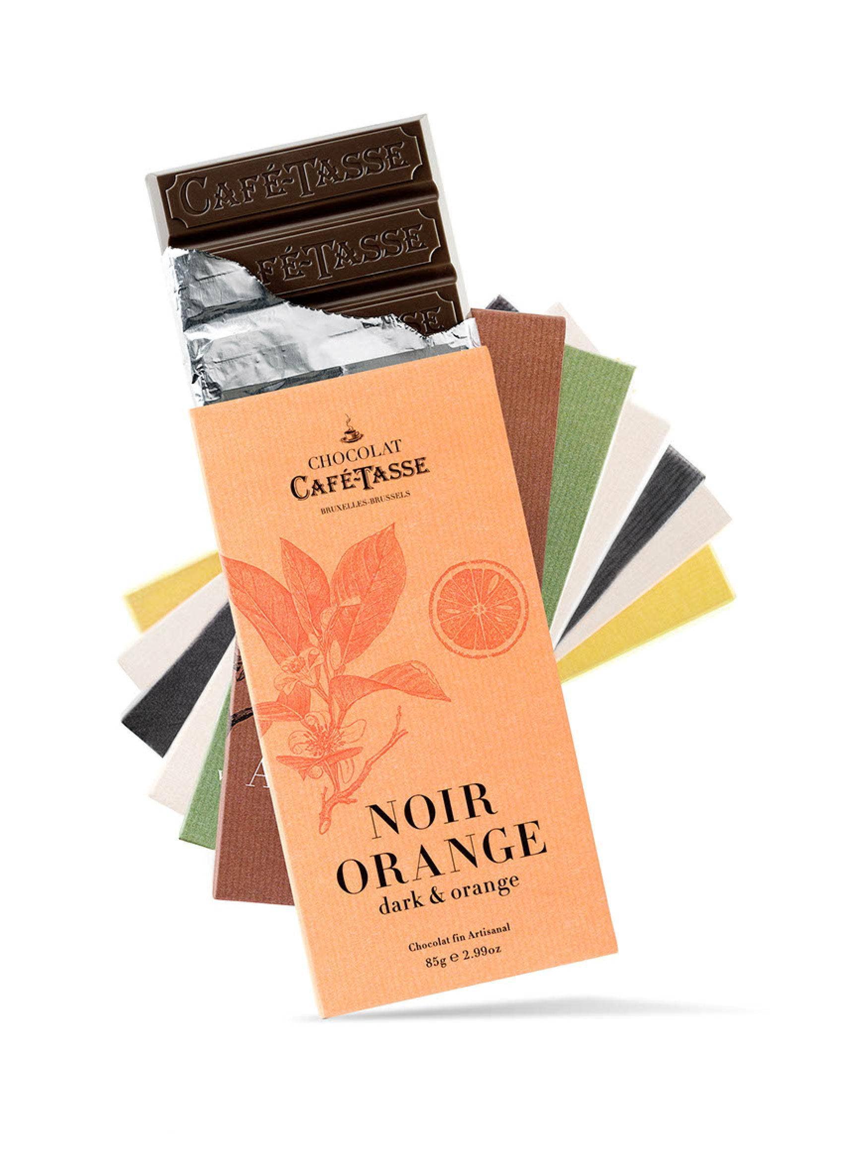 Café-Tasse – Chocolate por atacado – Tabletes Preto & Laranja (caixa com 12 unidades)2