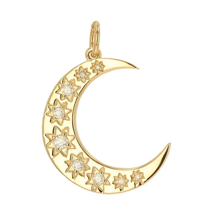 Charm étoile en diamant et lune pour la vente par Rachel Reid Jewelry