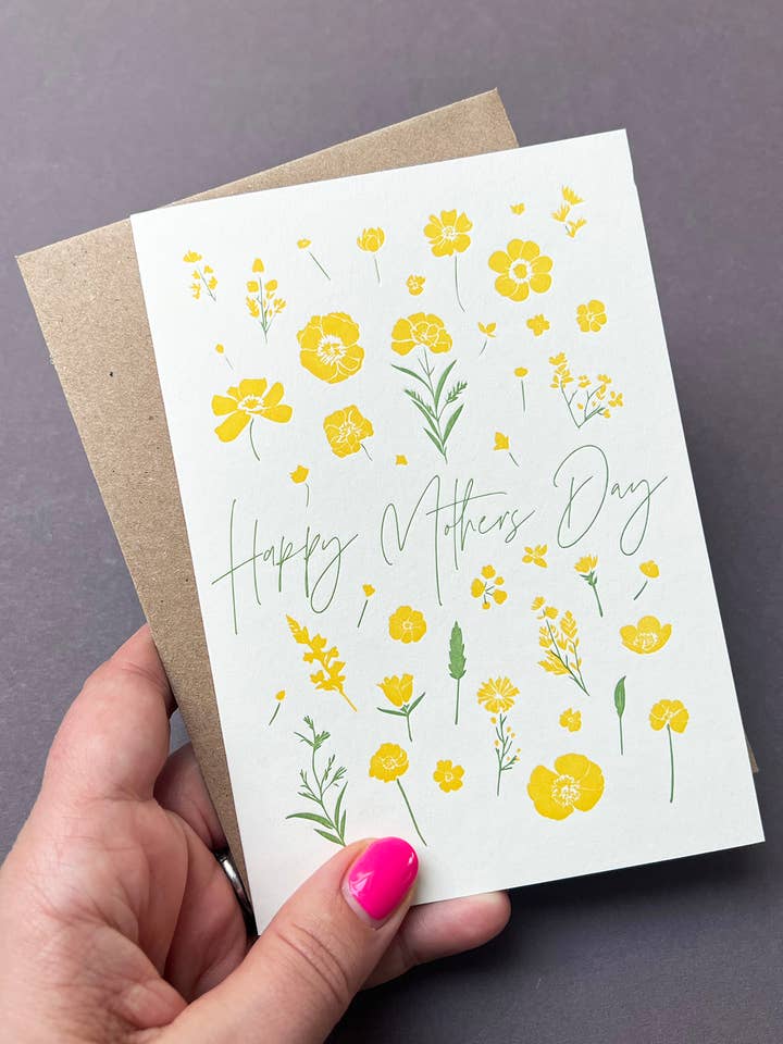 Carte de fleurs pour la fête des mères | Carte de fête des mères en letterpress pour la vente par Penguin Ink
