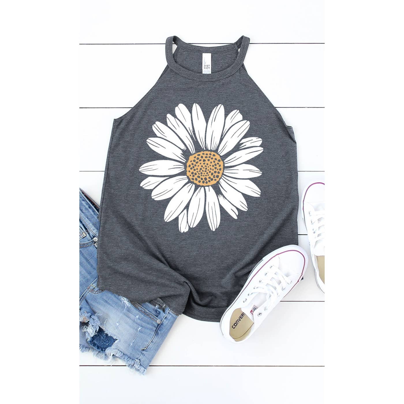 Kissed Apparel – Großhandel Tanktop – Damen – Tanktop mit Gänseblümchen, Frühlingsblumen, Sommerblütenblüten0