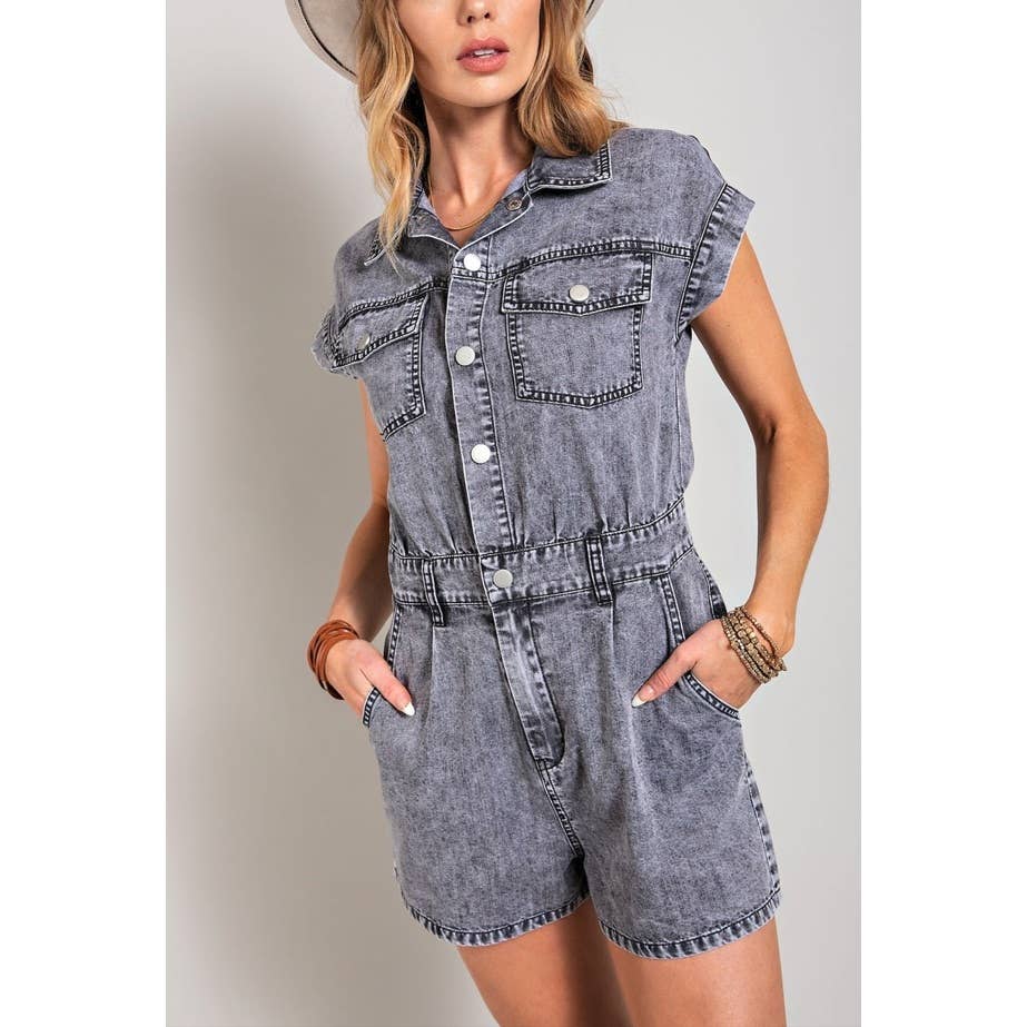 Coloring You – wholesale Byxdress - Dam – DENIM KRAGE KNAPPEN NER ROMPER2
