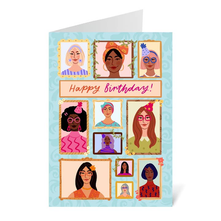 'Happy Birthday' Portrait Wall Folded Greetings Card for wholesale by Flourish Paperworks