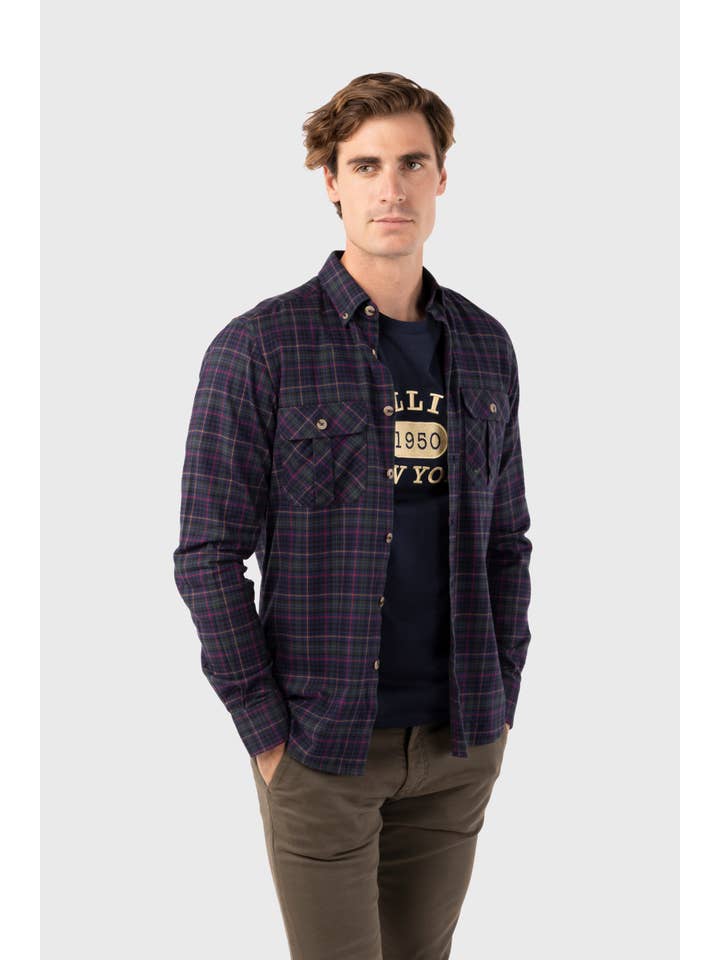 williot – Großhandel Hemd mit Button-down-Kragen – Herren – Viella Marino karo Overshirt1