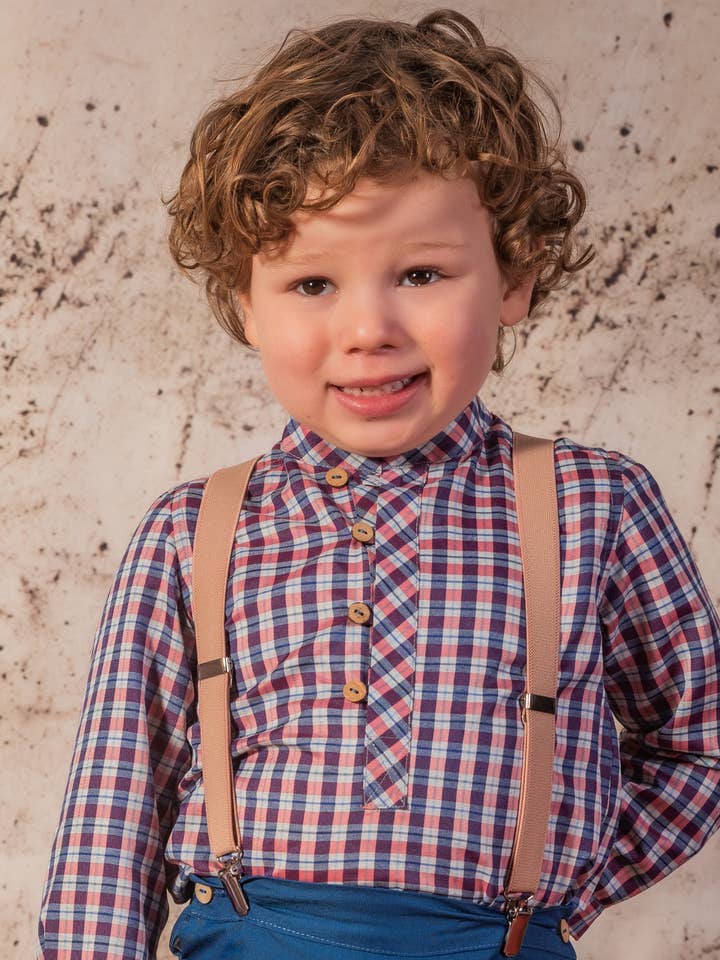 2512537 Camisa de niño en tejido de cuadros para venta al por mayor de BABINE-ROINSAL